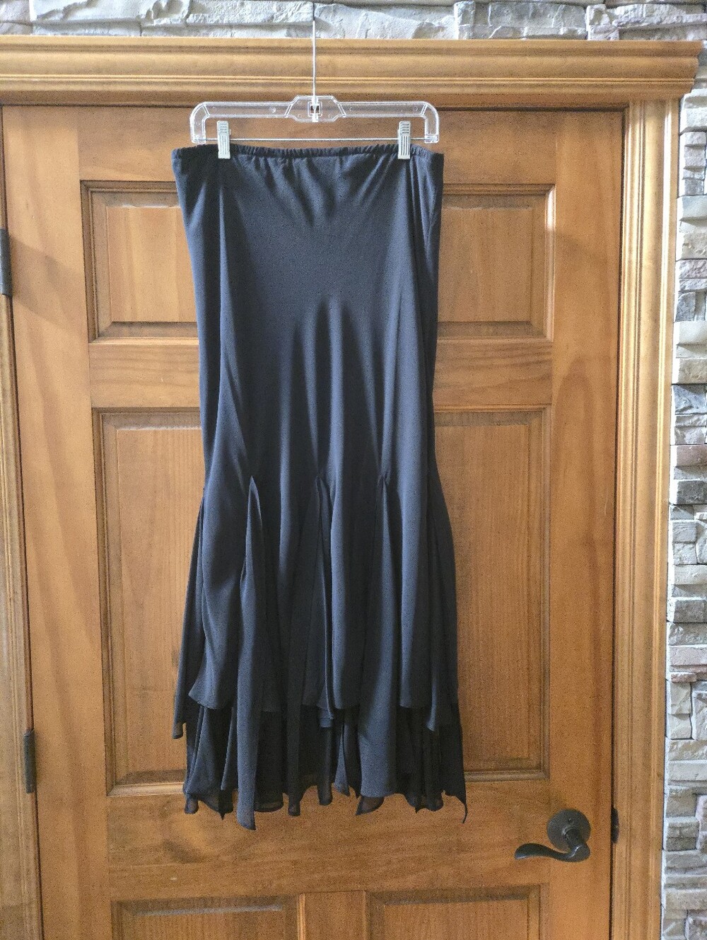 Dressbarn Women's Black Flowy Tiered Full Length Skirt Black Size 14